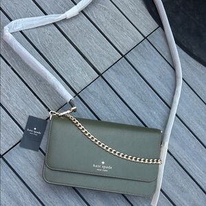kate spade Olive Green Crossbody with Gold Chain-